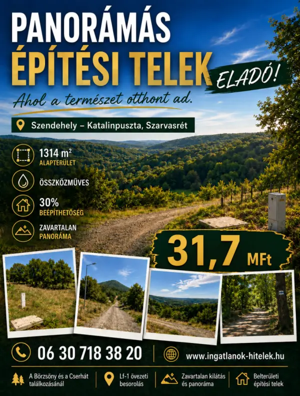 Eladó Építési telek, Szendehely 1314 m² 31.7 M Ft