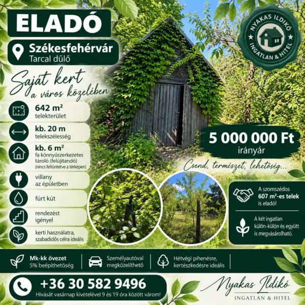 Eladó Gyep, Székesfehérvár 607 m² 5 M Ft