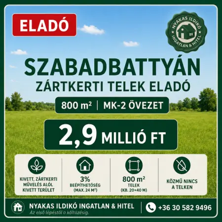 eladó telek, Szabadbattyán